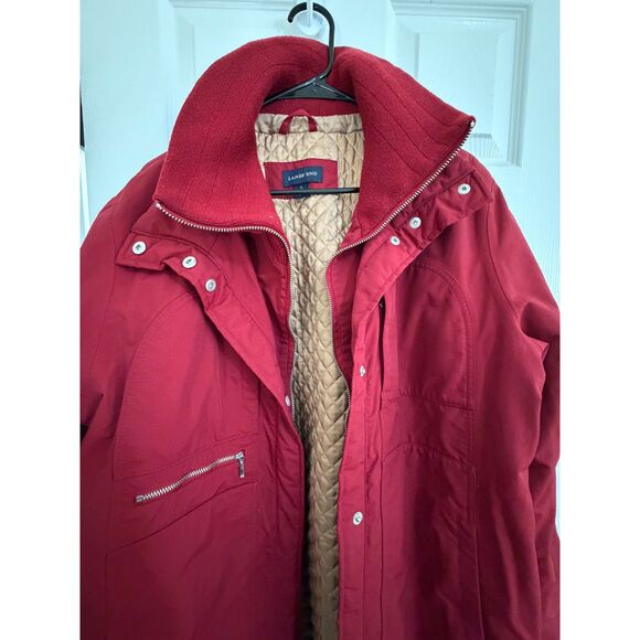 Lands End Delancey Womens Red Winter Parka Coat Size Large - Picture 4 of 13